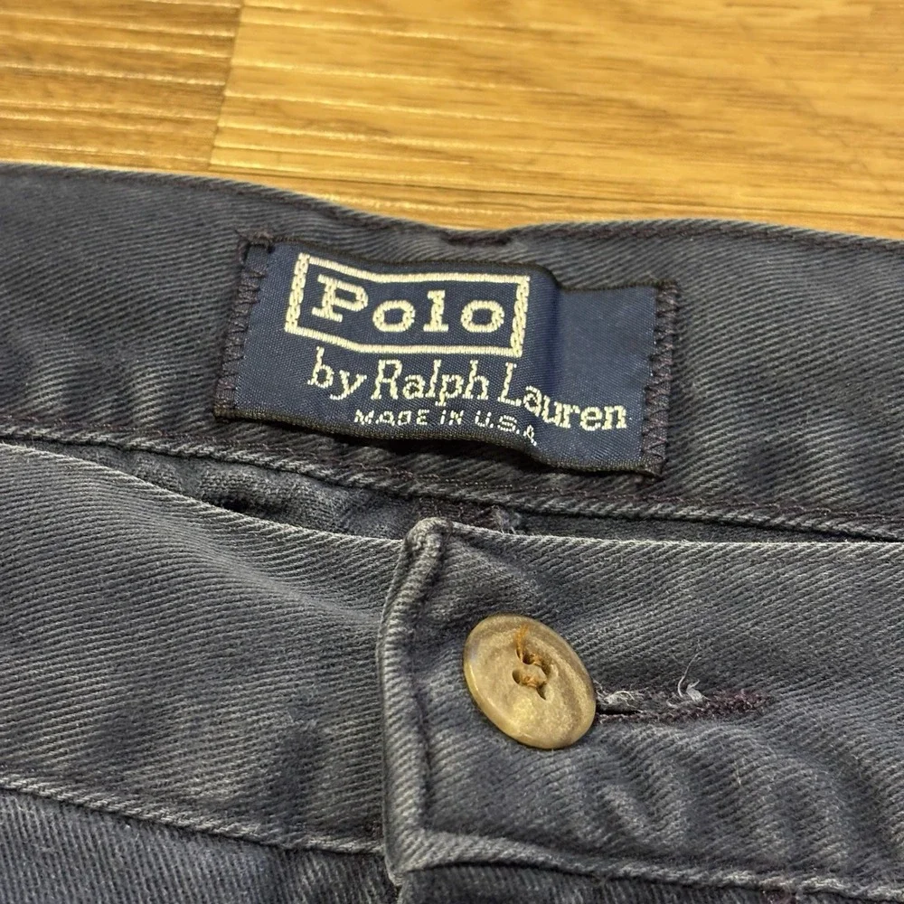 VTG Polo Ralph Lauren Andrew Pants Mens 35x32 Navy Blue Double-Pleated Made USA